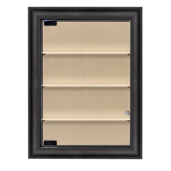 Indoor Enclosed Combo Board, 48"x36", Black Frame/Grey & Black